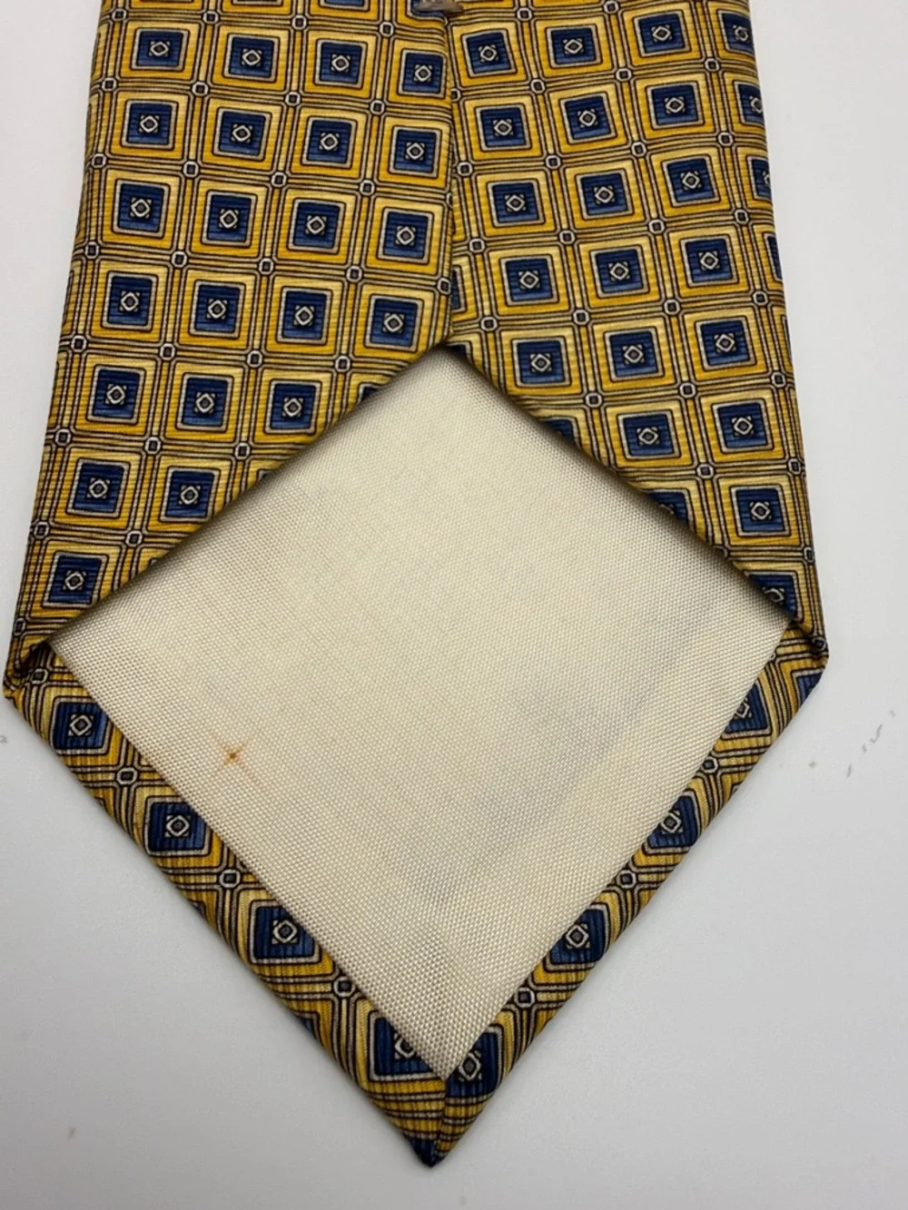 Pierre Cardin Gold and Navy Square-Pattern 100% Silk Tie